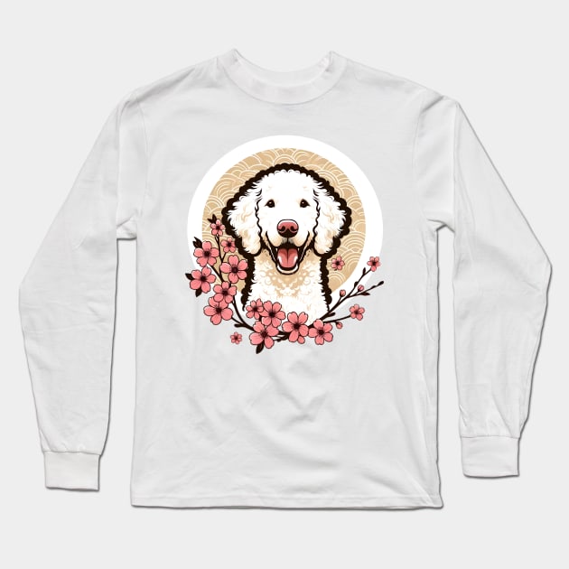 Curly-Coated Retriever Welcomes Spring with Cherry Blossoms Long Sleeve T-Shirt by ArtRUs